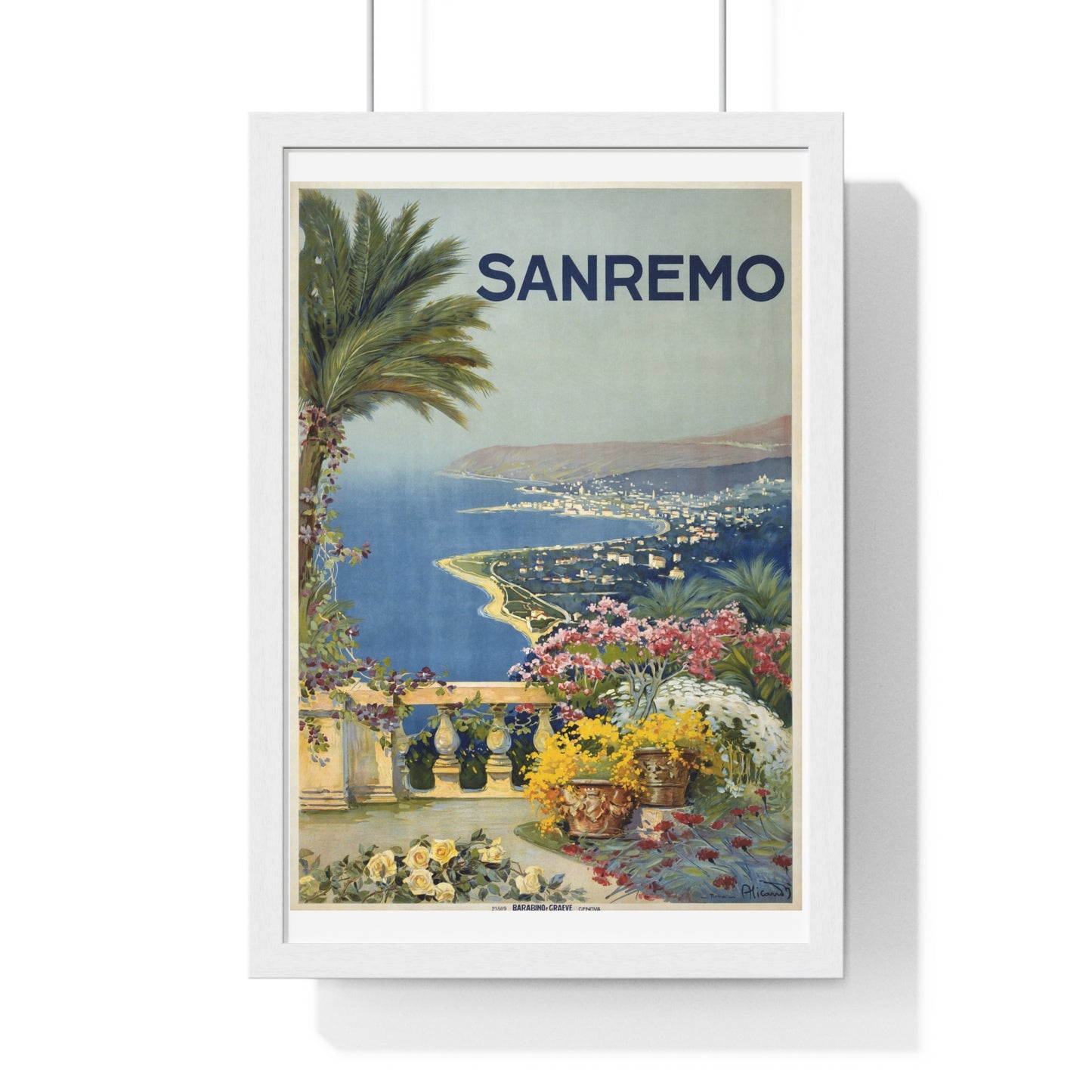 Sanremo/ Alicandri Roma- Vintage Framed Poster