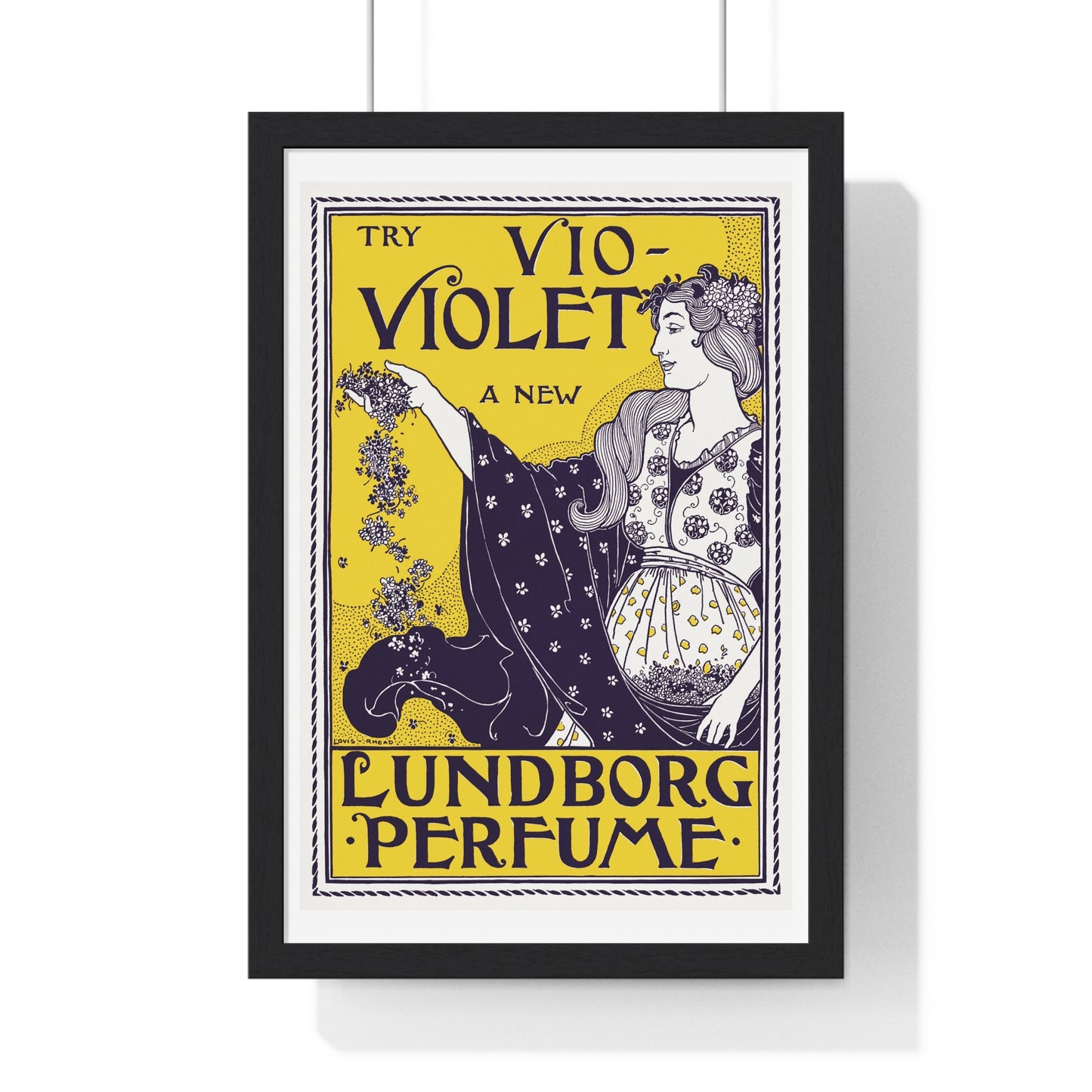 Try Vio-Violet a new Lundborg perfume (1890-1900) by Louis Rhead -  Framed Poster