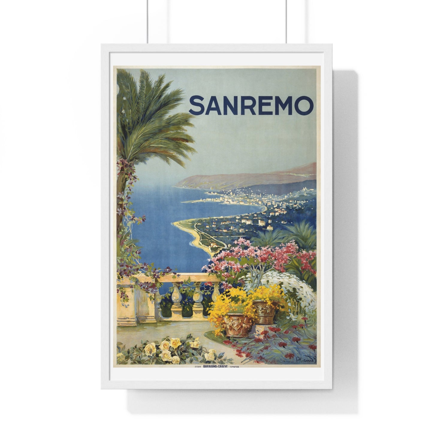 Sanremo/ Alicandri Roma- Vintage Framed Poster