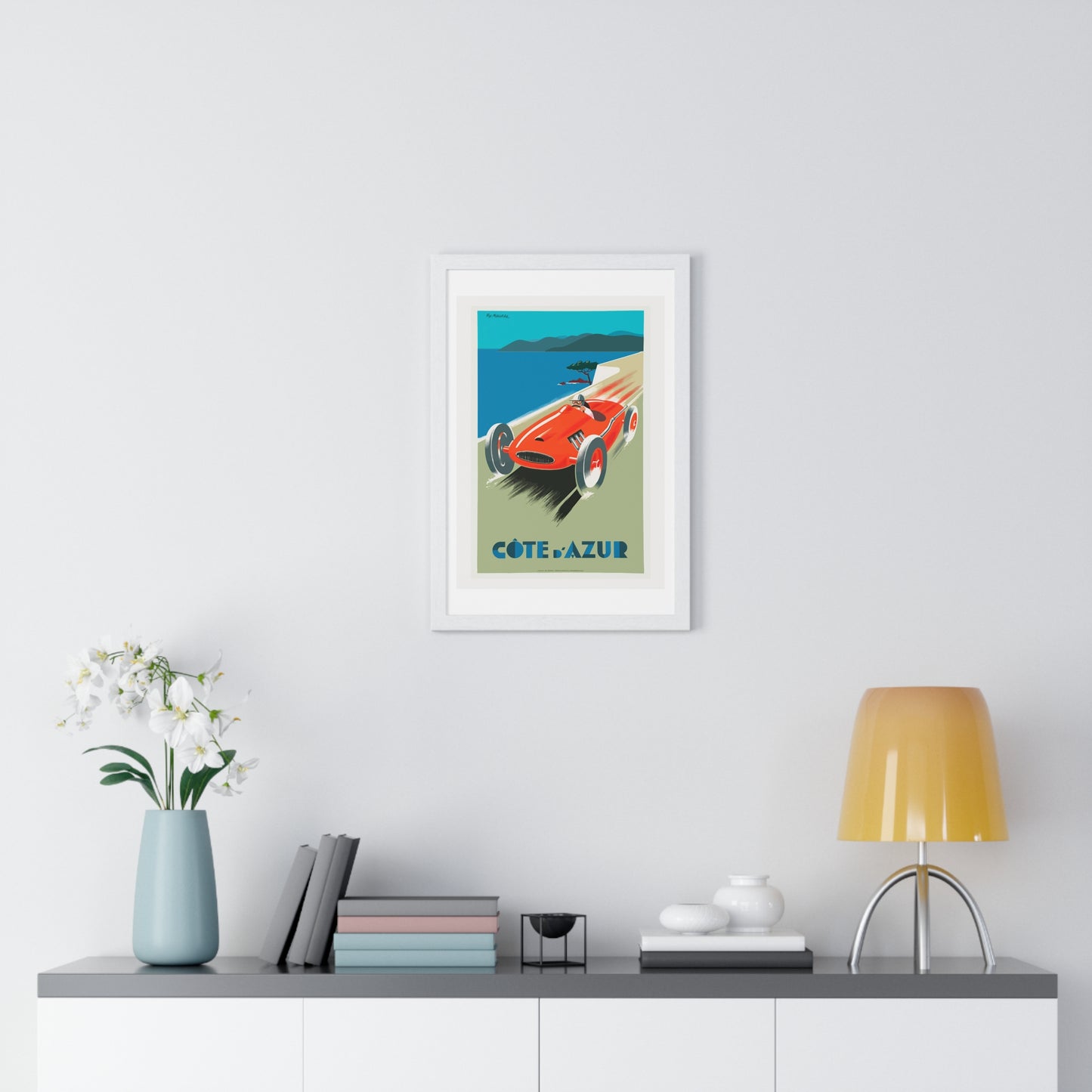 Cote De Azure Vintage Car - Vertical Vintage Framed Poster