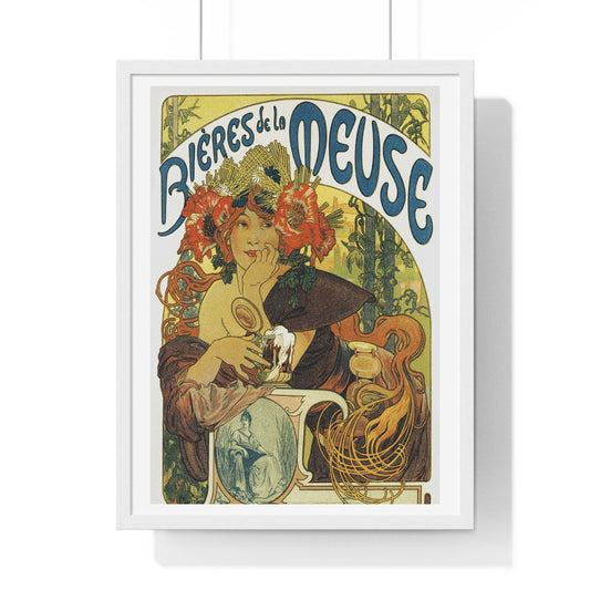 Bières de la Meuse chromolithograph by Alphonse Mucha - Framed Print