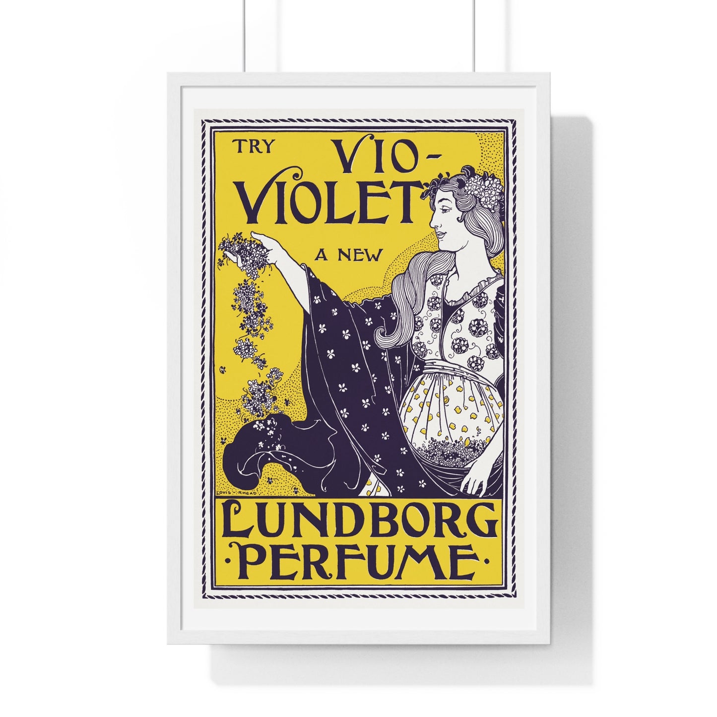 Try Vio-Violet a new Lundborg perfume (1890-1900) by Louis Rhead -  Framed Poster