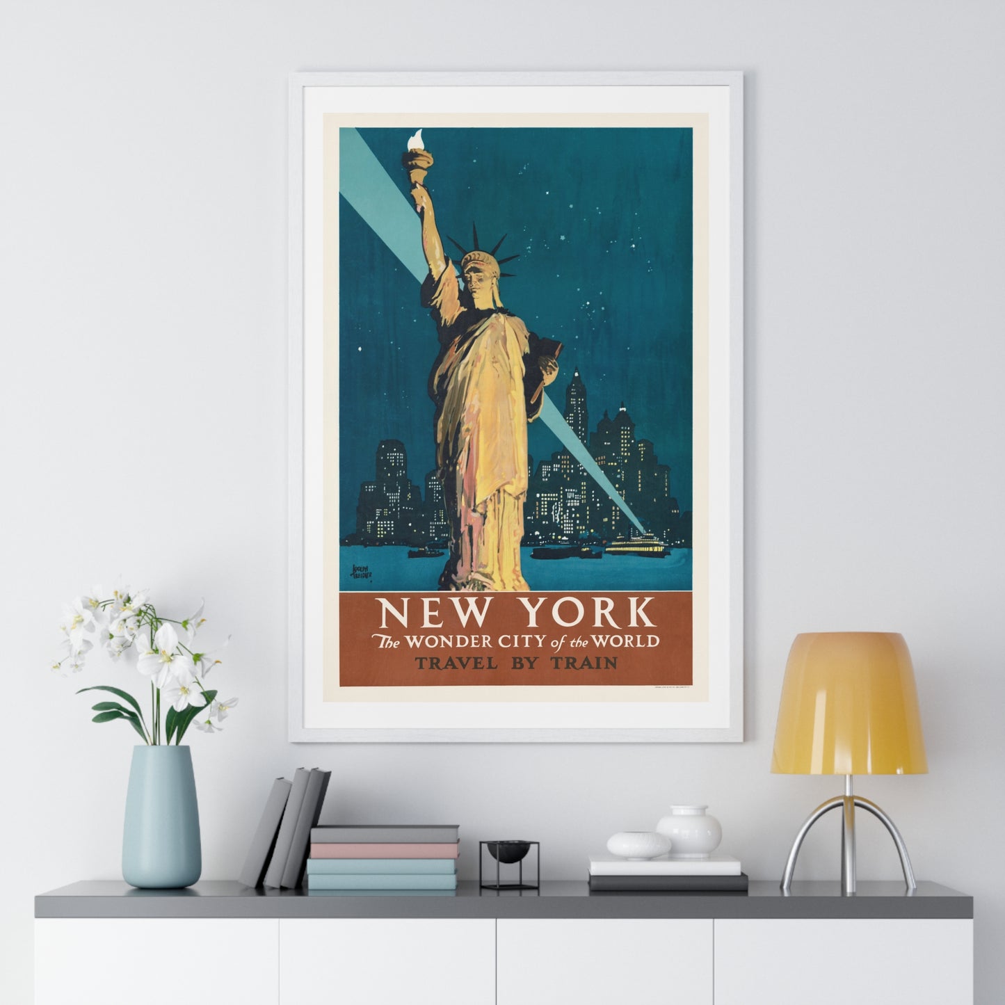 New York, the wonder city of the world Travel by train (1927) poster by Adolph Treidler