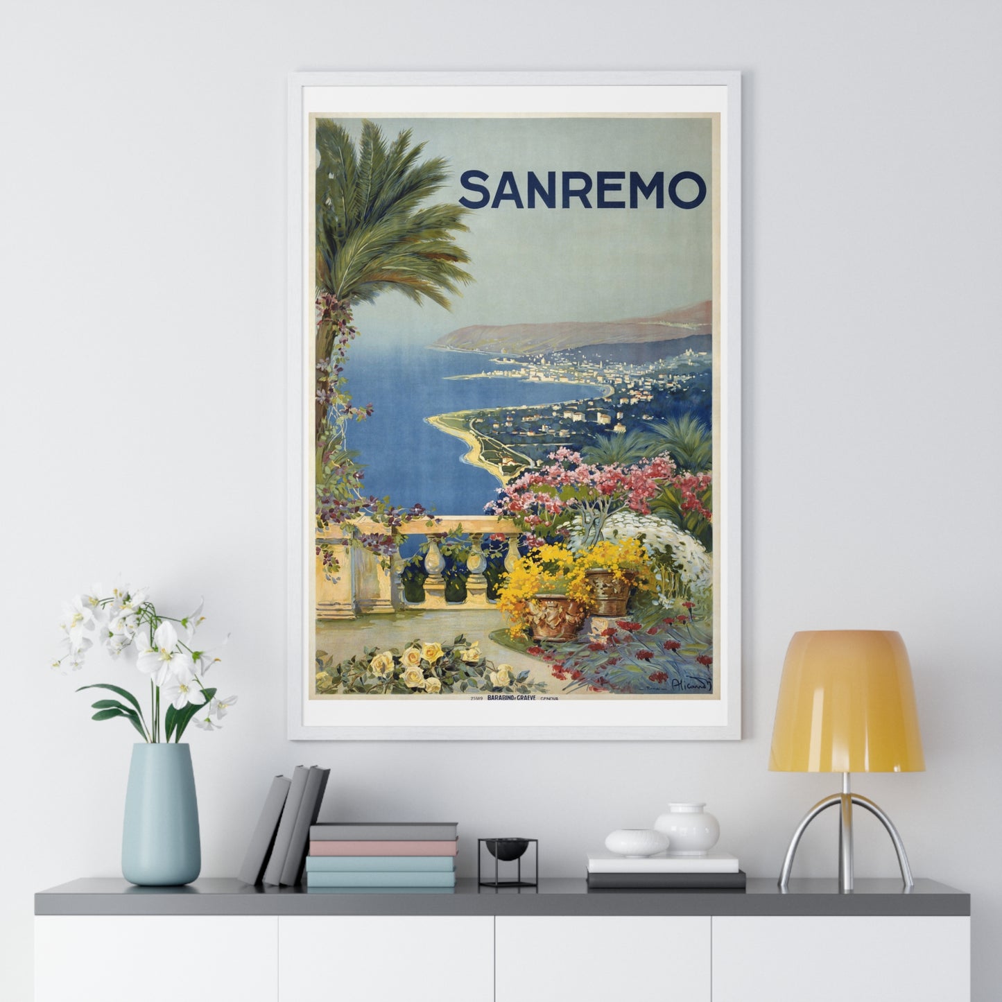 Sanremo/ Alicandri Roma- Vintage Framed Poster