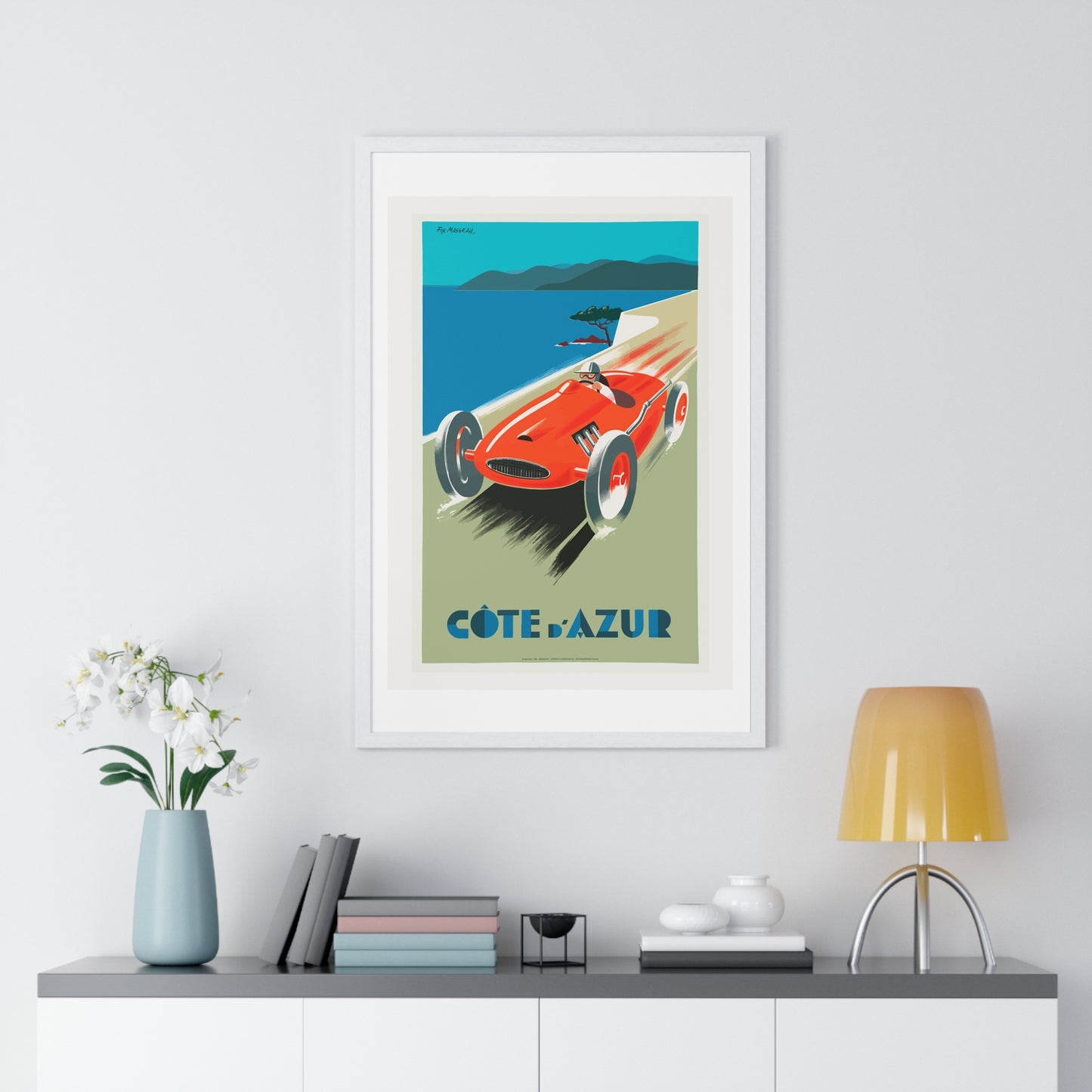 Cote De Azure Vintage Car - Vertical Vintage Framed Poster