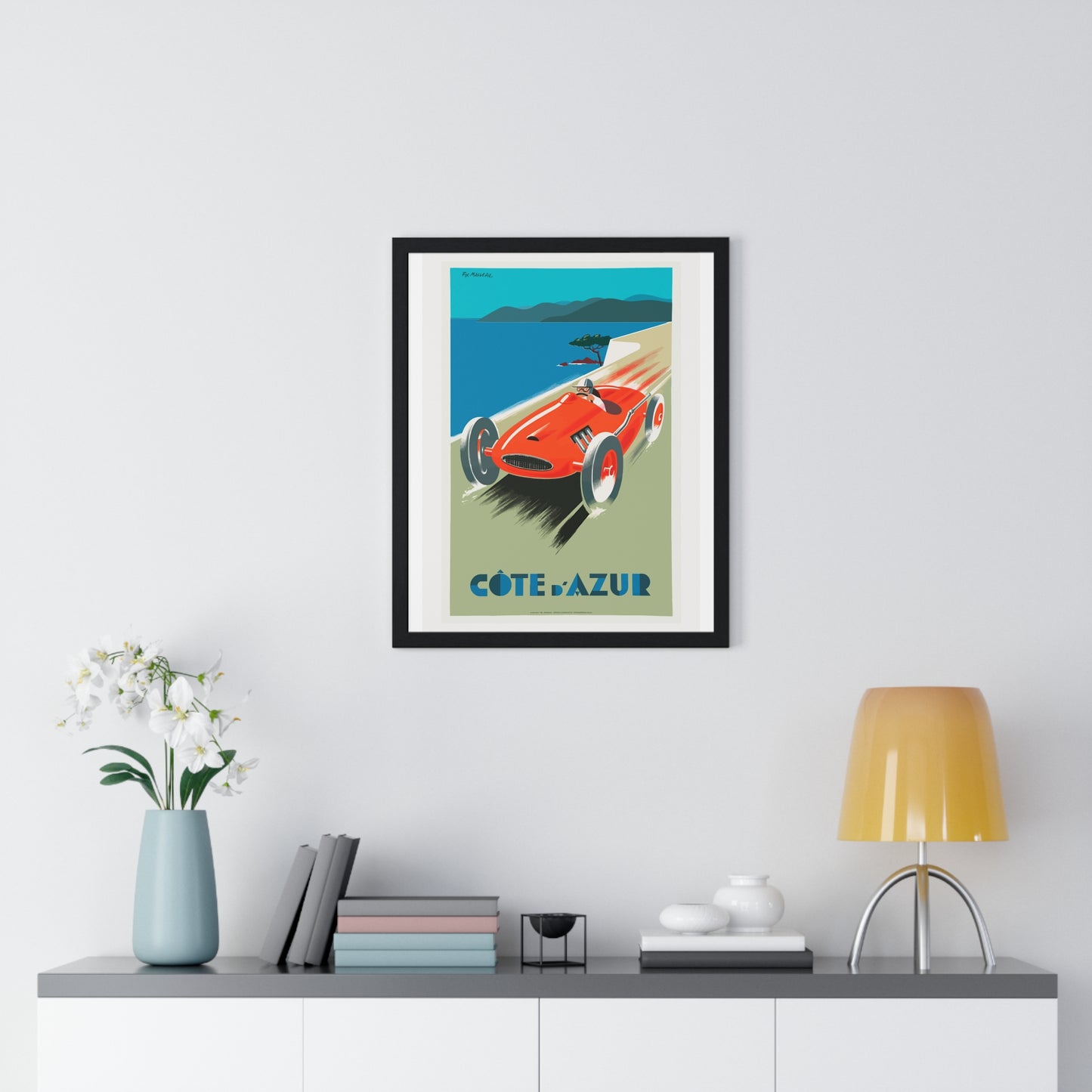 Cote De Azure Vintage Car - Vertical Vintage Framed Poster