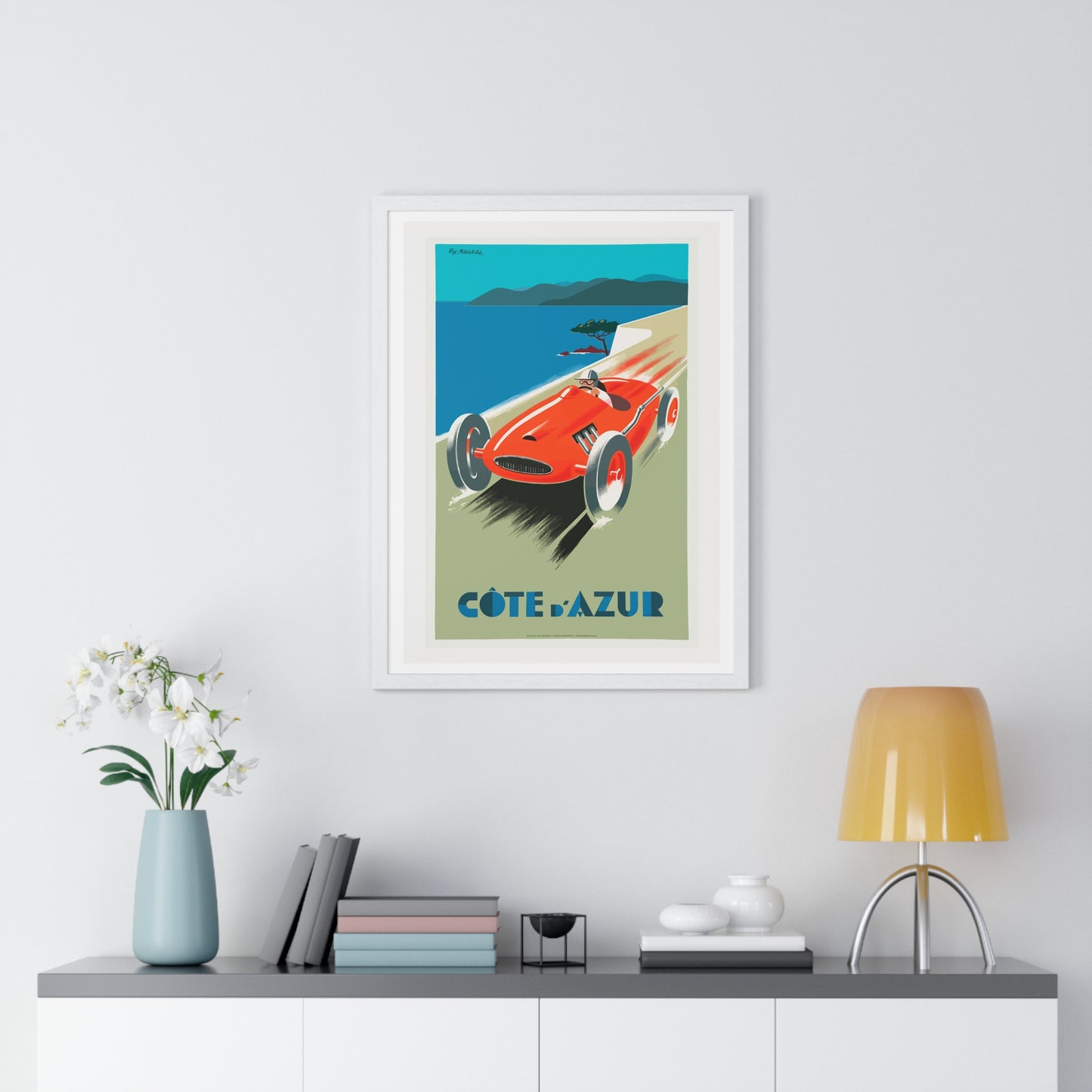 Cote De Azure Vintage Car - Vertical Vintage Framed Poster