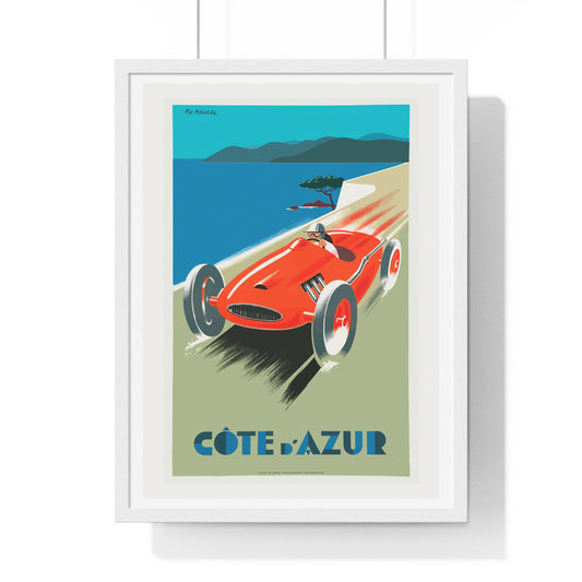 Cote De Azure Vintage Car - Vertical Vintage Framed Poster