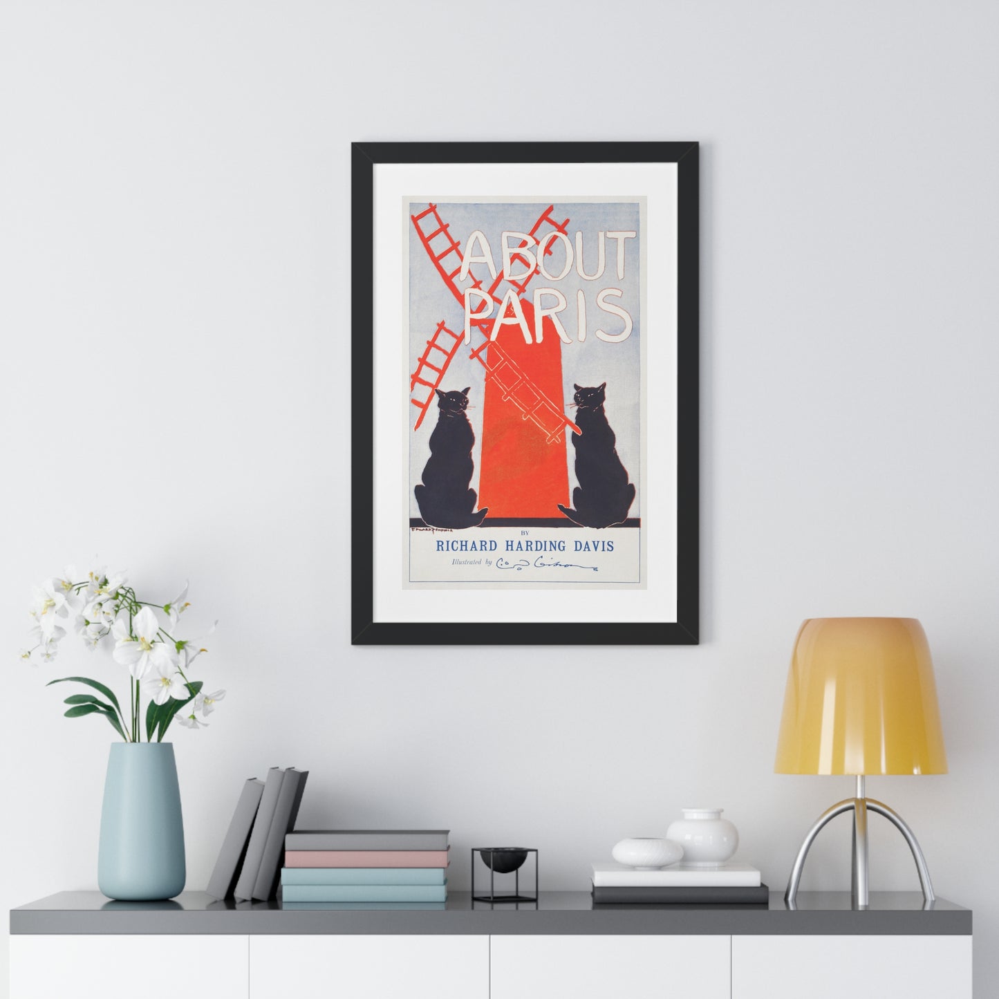 About Paris (1895) print by Edward Penfield - Framed Vertical Poster