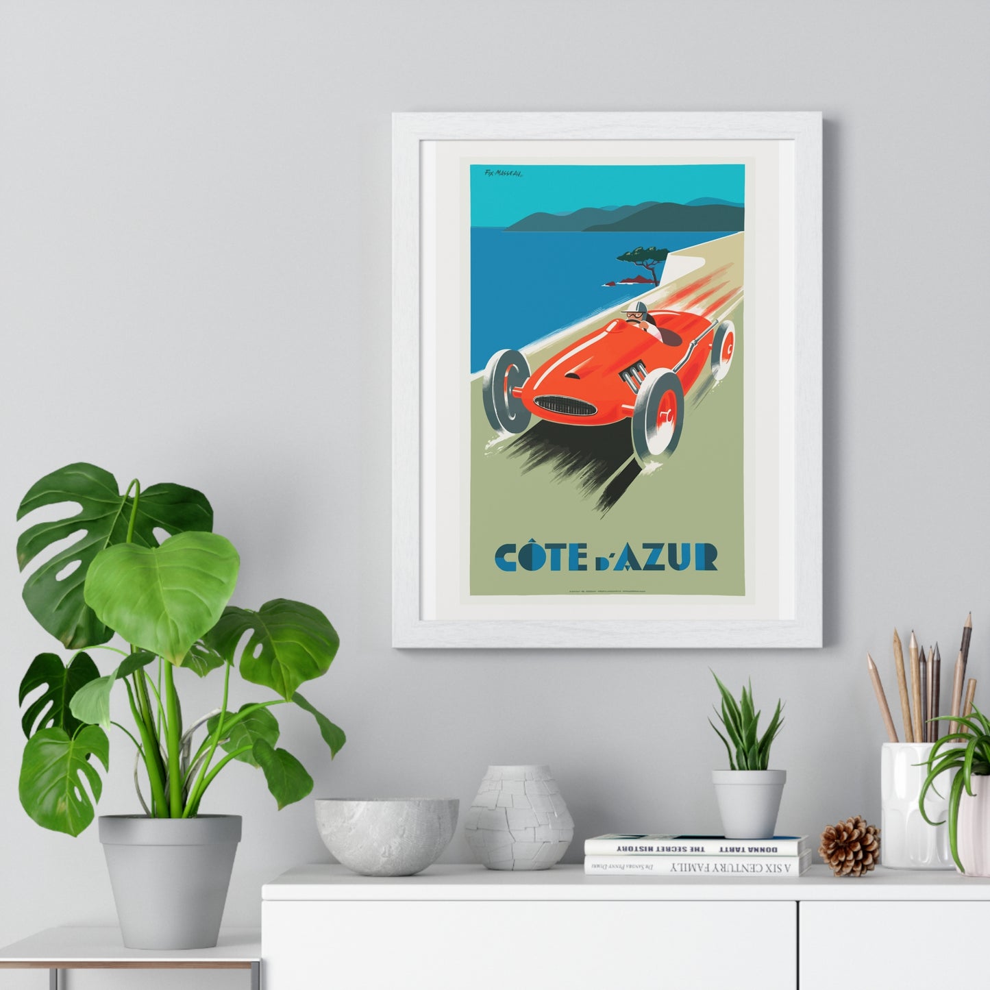 Cote De Azure Vintage Car - Vertical Vintage Framed Poster