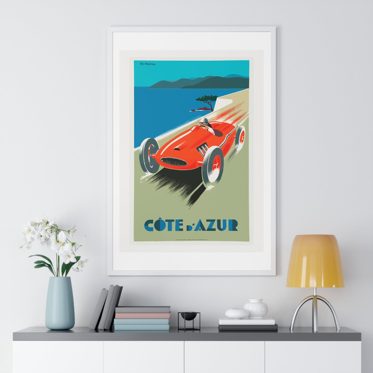 Cote De Azure Vintage Car - Vertical Vintage Framed Poster