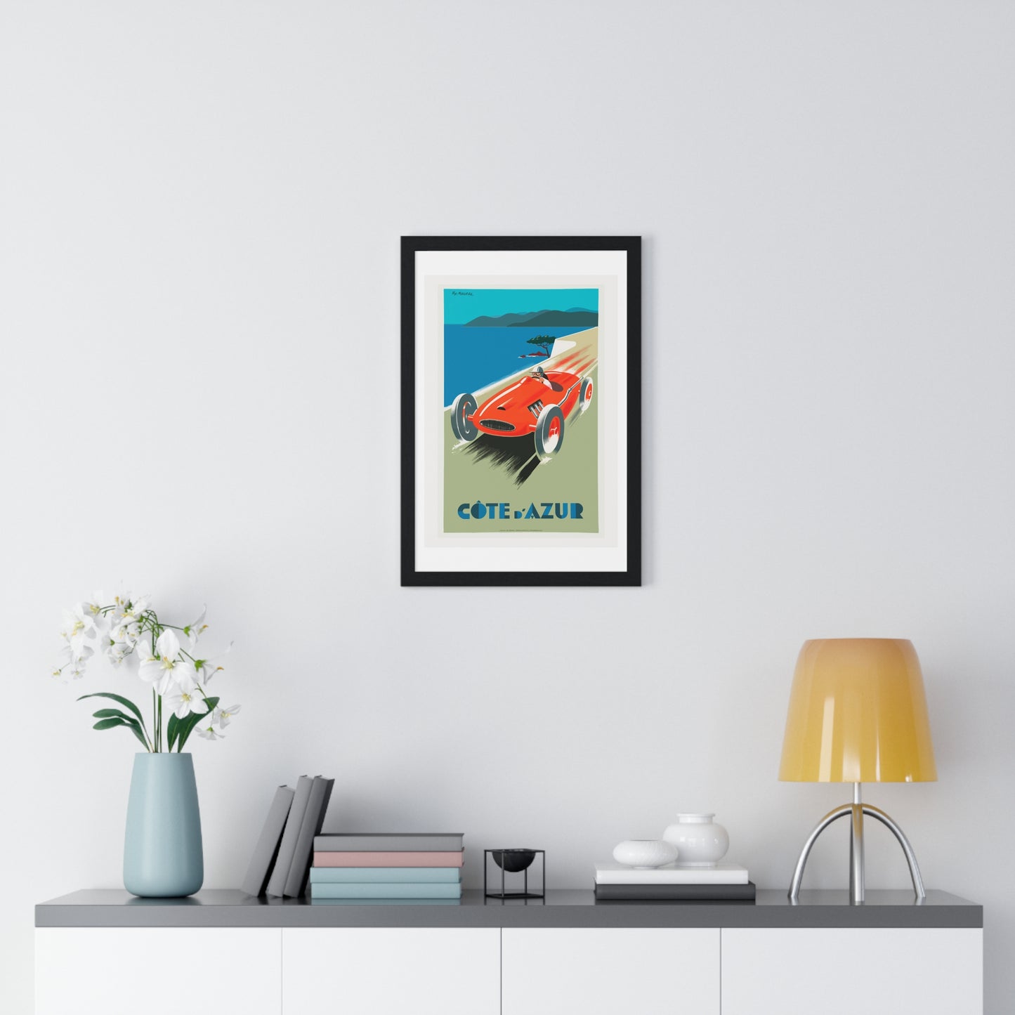 Cote De Azure Vintage Car - Vertical Vintage Framed Poster