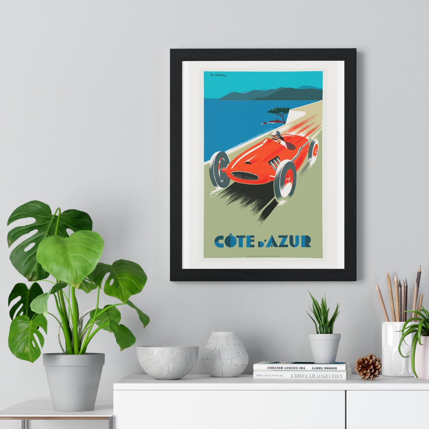 Cote De Azure Vintage Car - Vertical Vintage Framed Poster