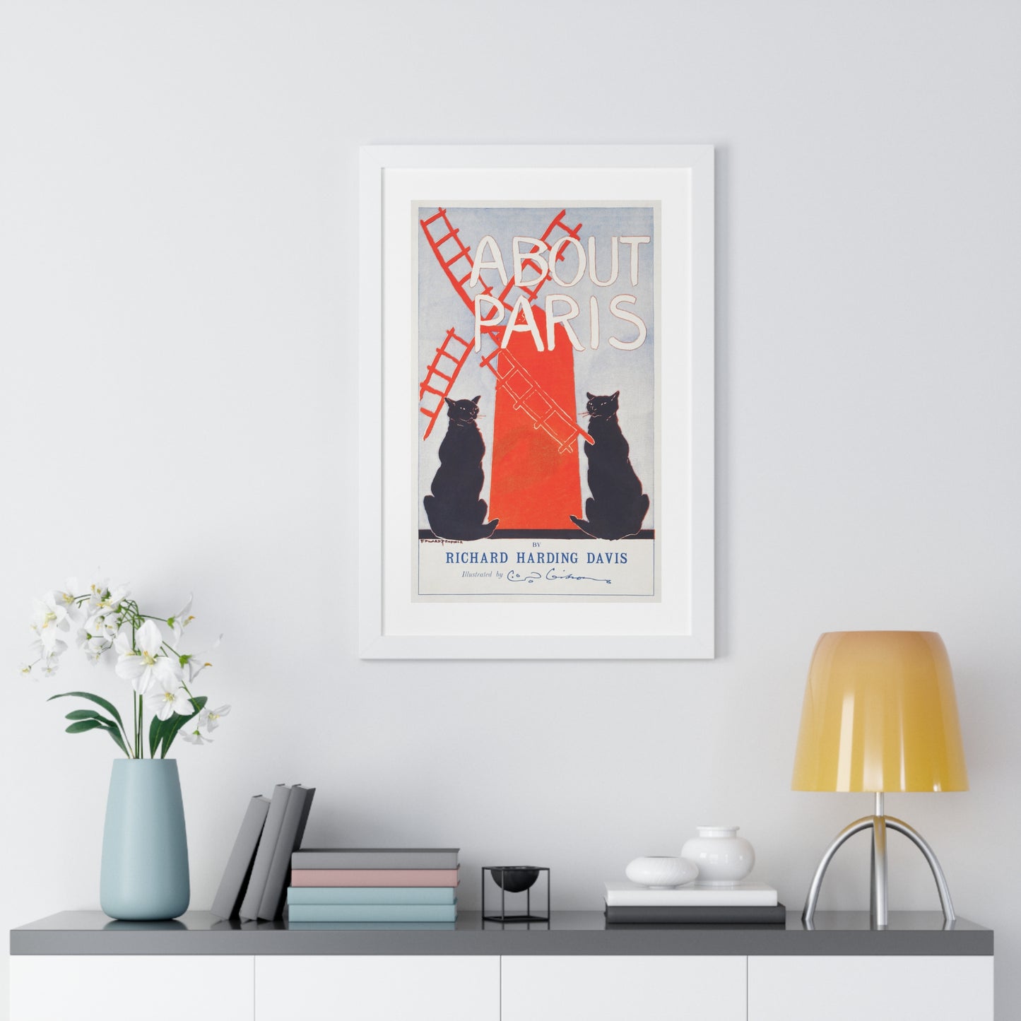 About Paris (1895) print by Edward Penfield - Framed Vertical Poster