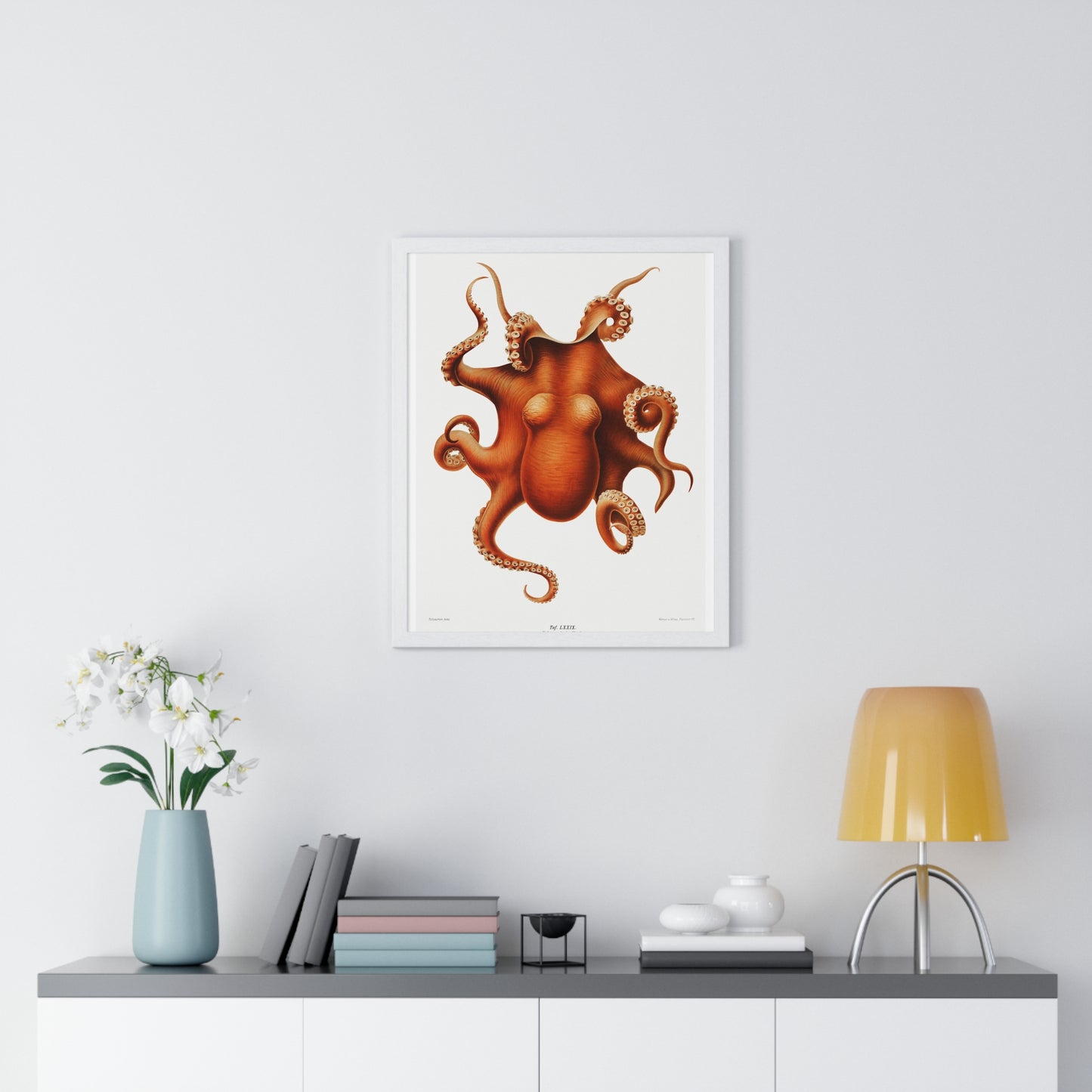 Octopus illlustration from Deutschen Tiefsee-Expedition, German Deep Sea Expedition (1898–1899) by Carl Chun. Framed Poster