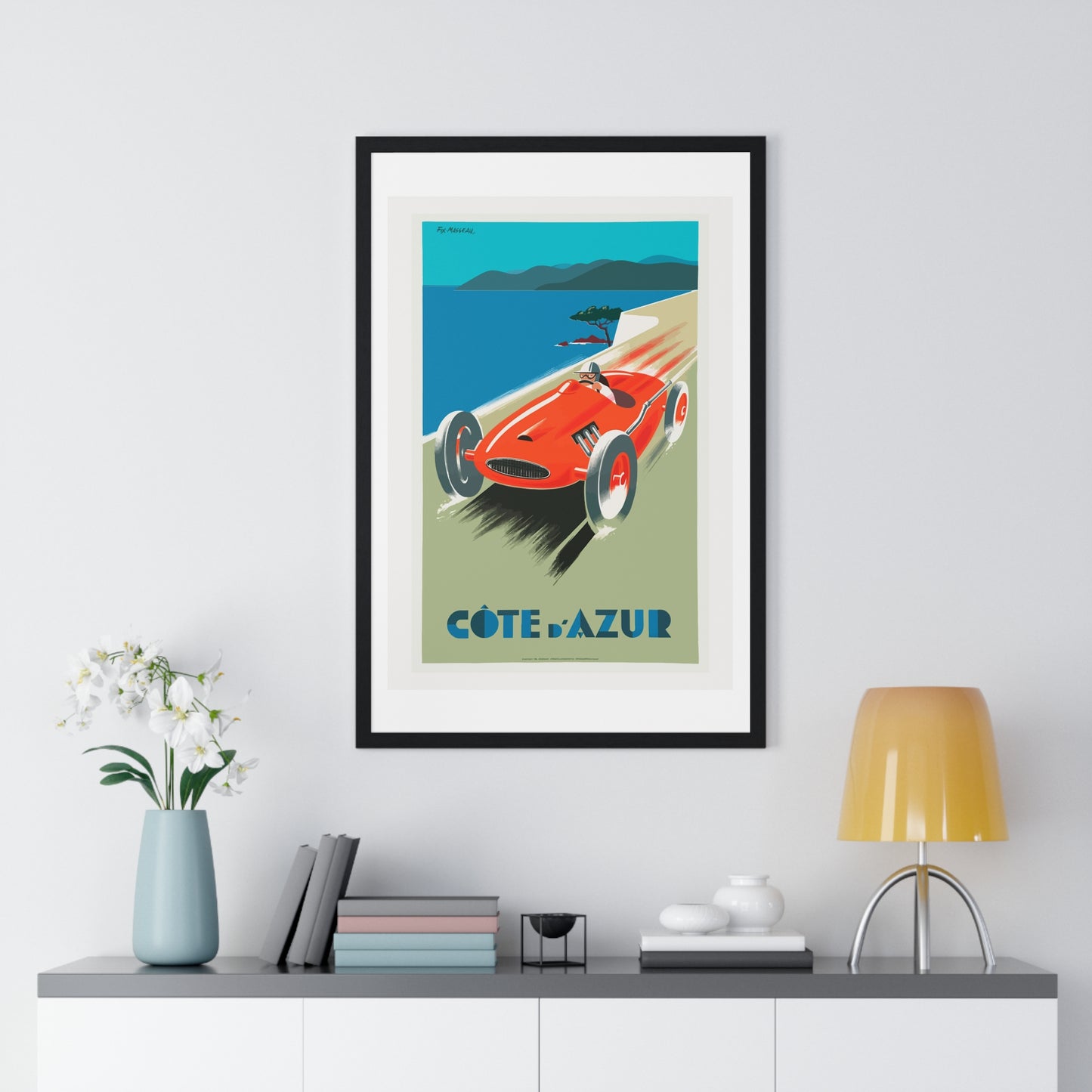 Cote De Azure Vintage Car - Vertical Vintage Framed Poster