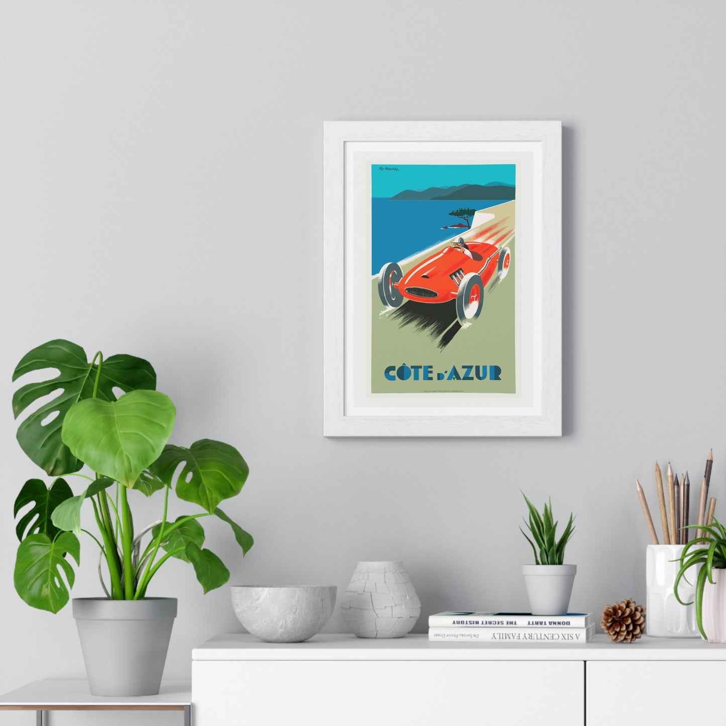 Cote De Azure Vintage Car - Vertical Vintage Framed Poster