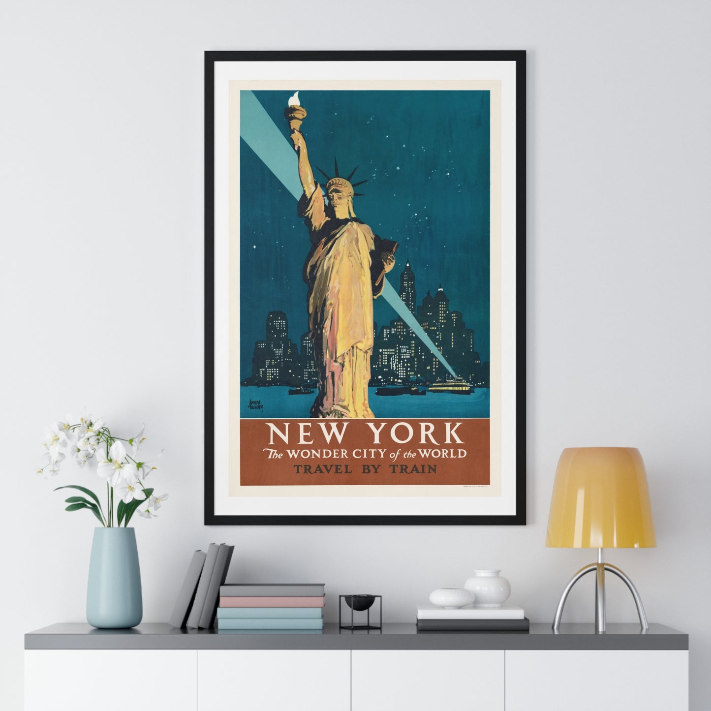 New York, the wonder city of the world Travel by train (1927) poster by Adolph Treidler