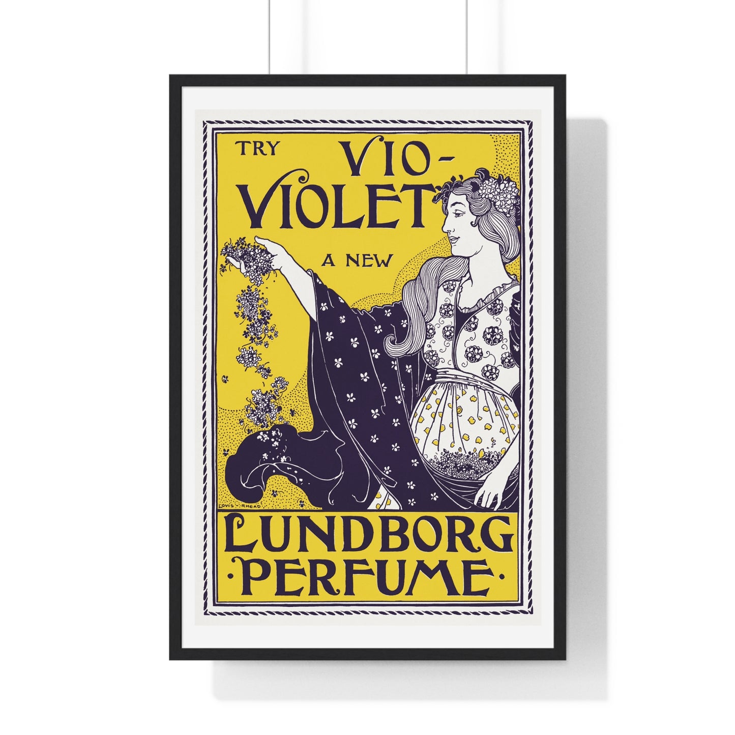 Try Vio-Violet a new Lundborg perfume (1890-1900) by Louis Rhead -  Framed Poster