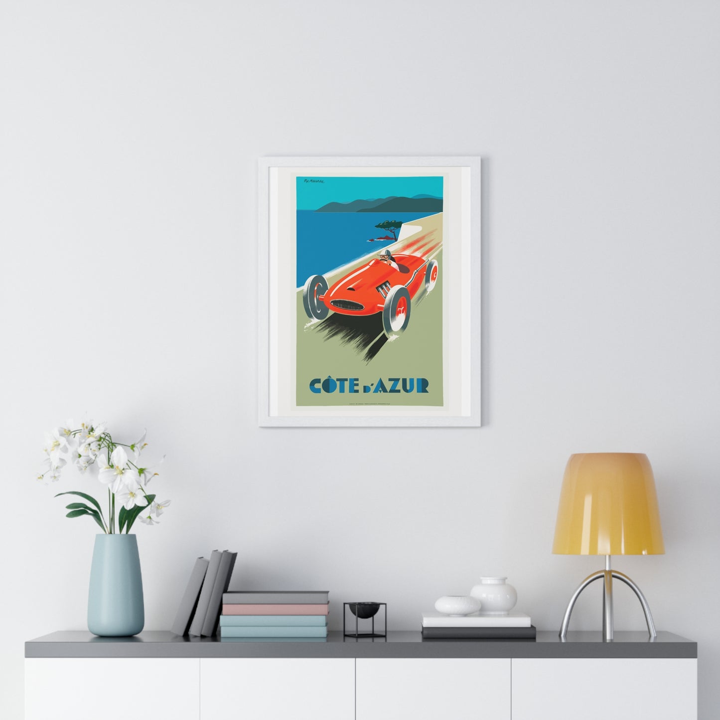 Cote De Azure Vintage Car - Vertical Vintage Framed Poster