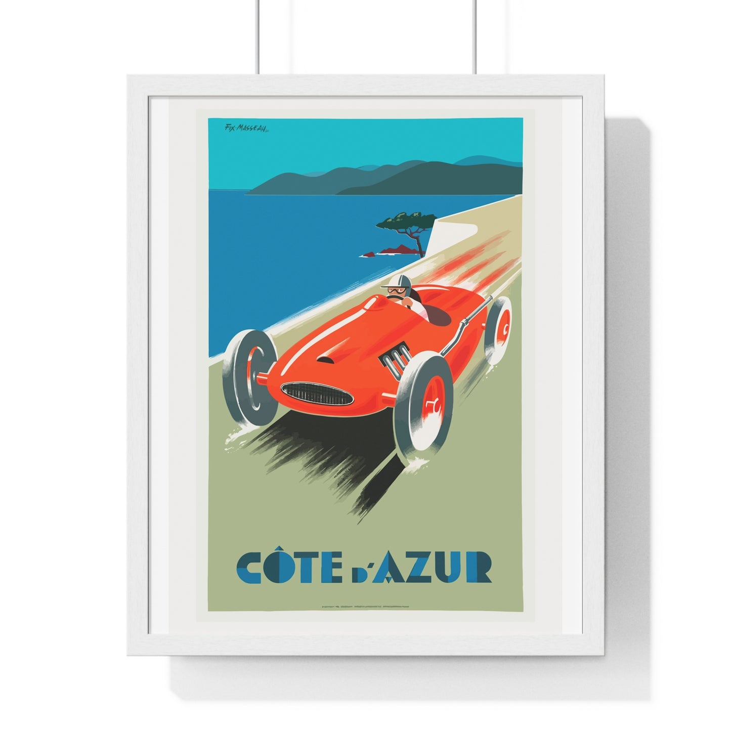 Cote De Azure Vintage Car - Vertical Vintage Framed Poster