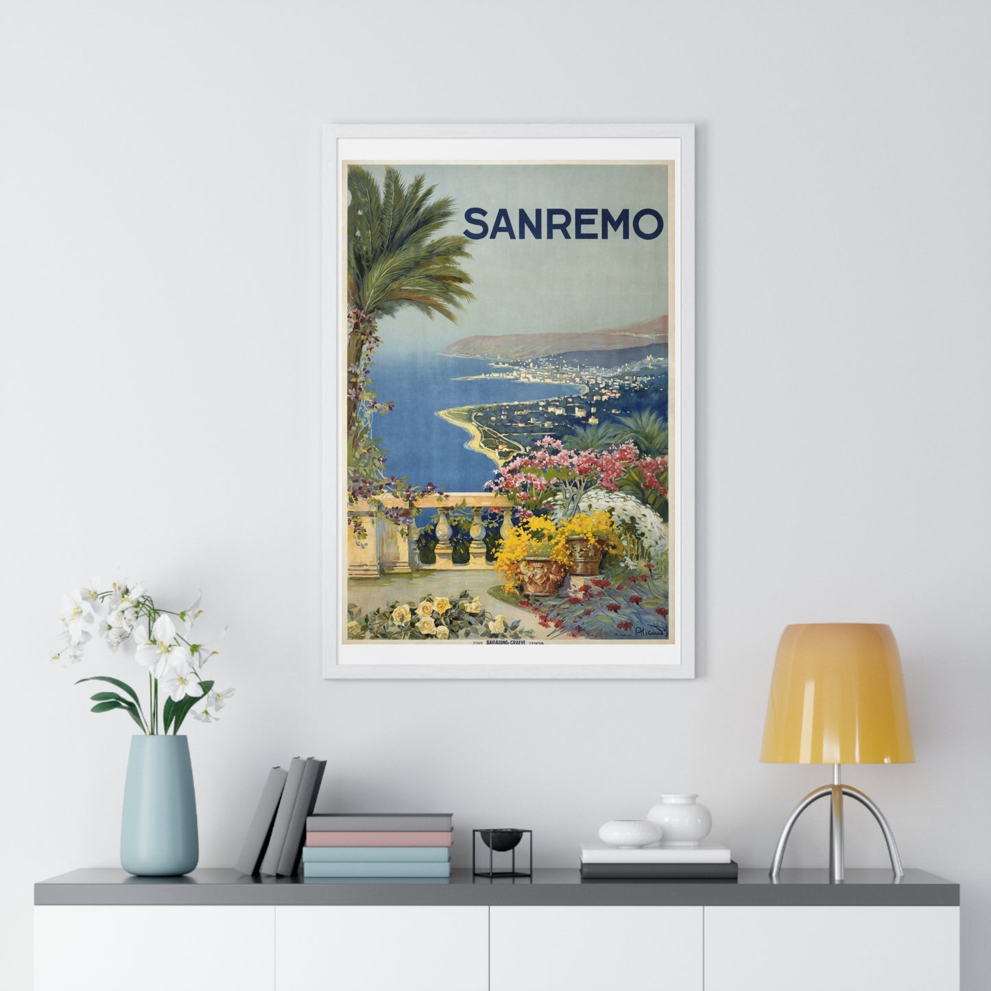 Sanremo/ Alicandri Roma- Vintage Framed Poster