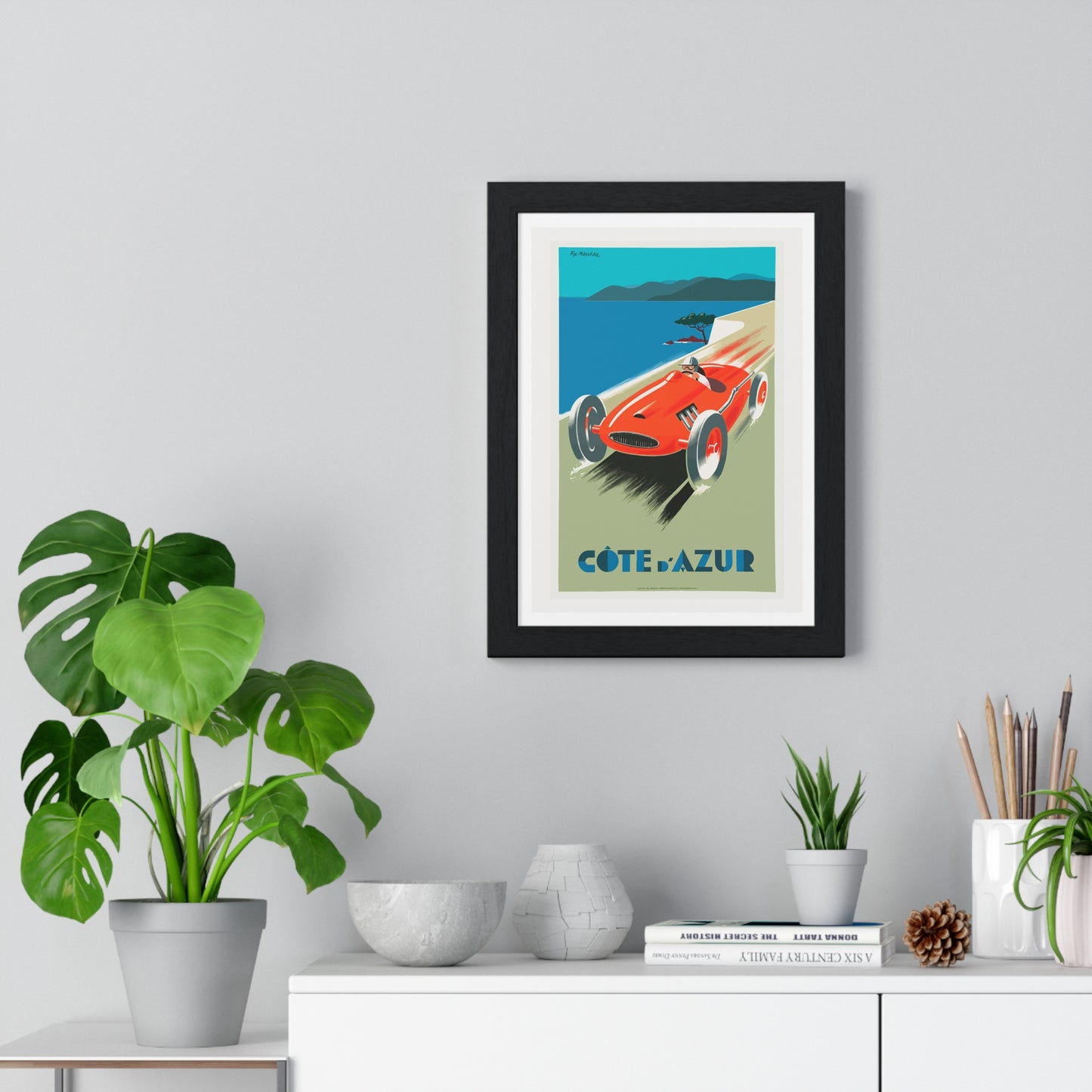 Cote De Azure Vintage Car - Vertical Vintage Framed Poster