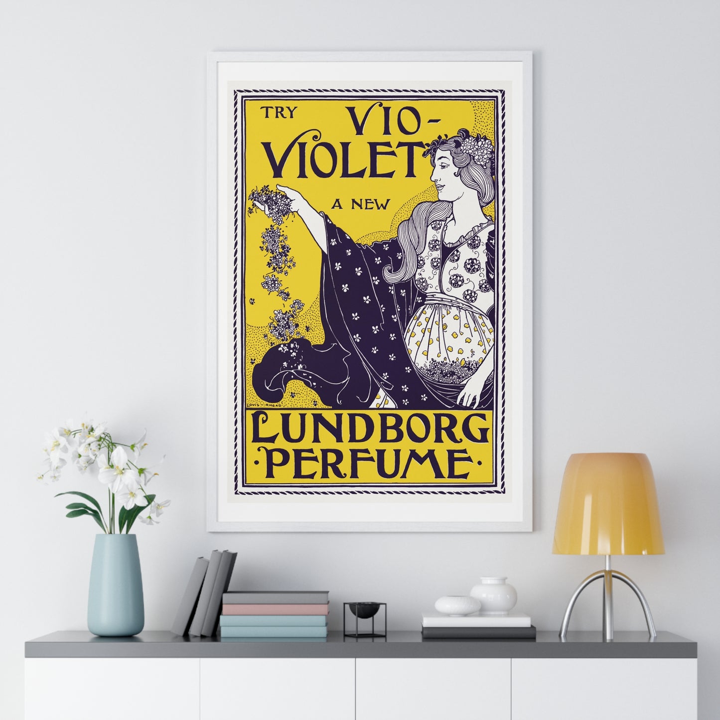 Try Vio-Violet a new Lundborg perfume (1890-1900) by Louis Rhead -  Framed Poster