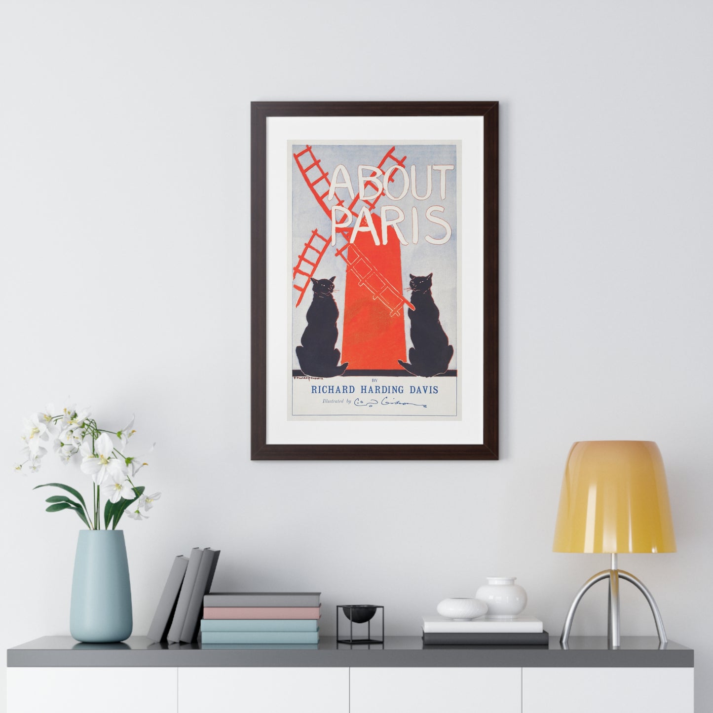 About Paris (1895) print by Edward Penfield - Framed Vertical Poster