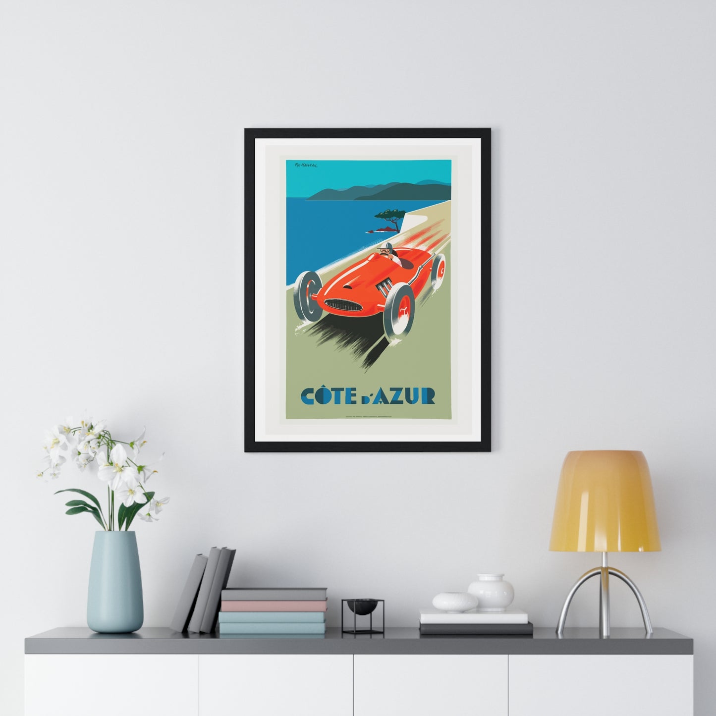 Cote De Azure Vintage Car - Vertical Vintage Framed Poster