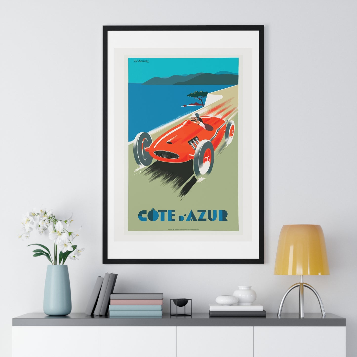 Cote De Azure Vintage Car - Vertical Vintage Framed Poster