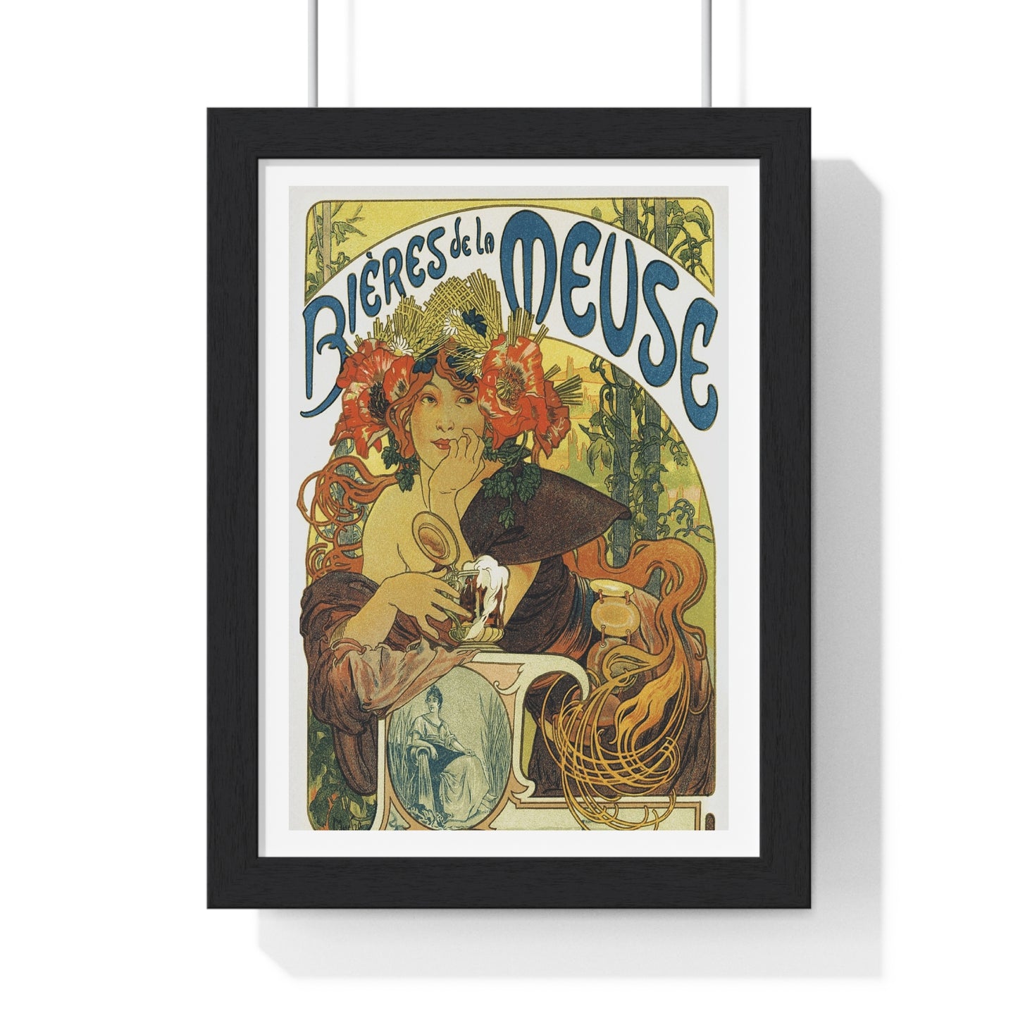 Bières de la Meuse chromolithograph by Alphonse Mucha - Framed Print