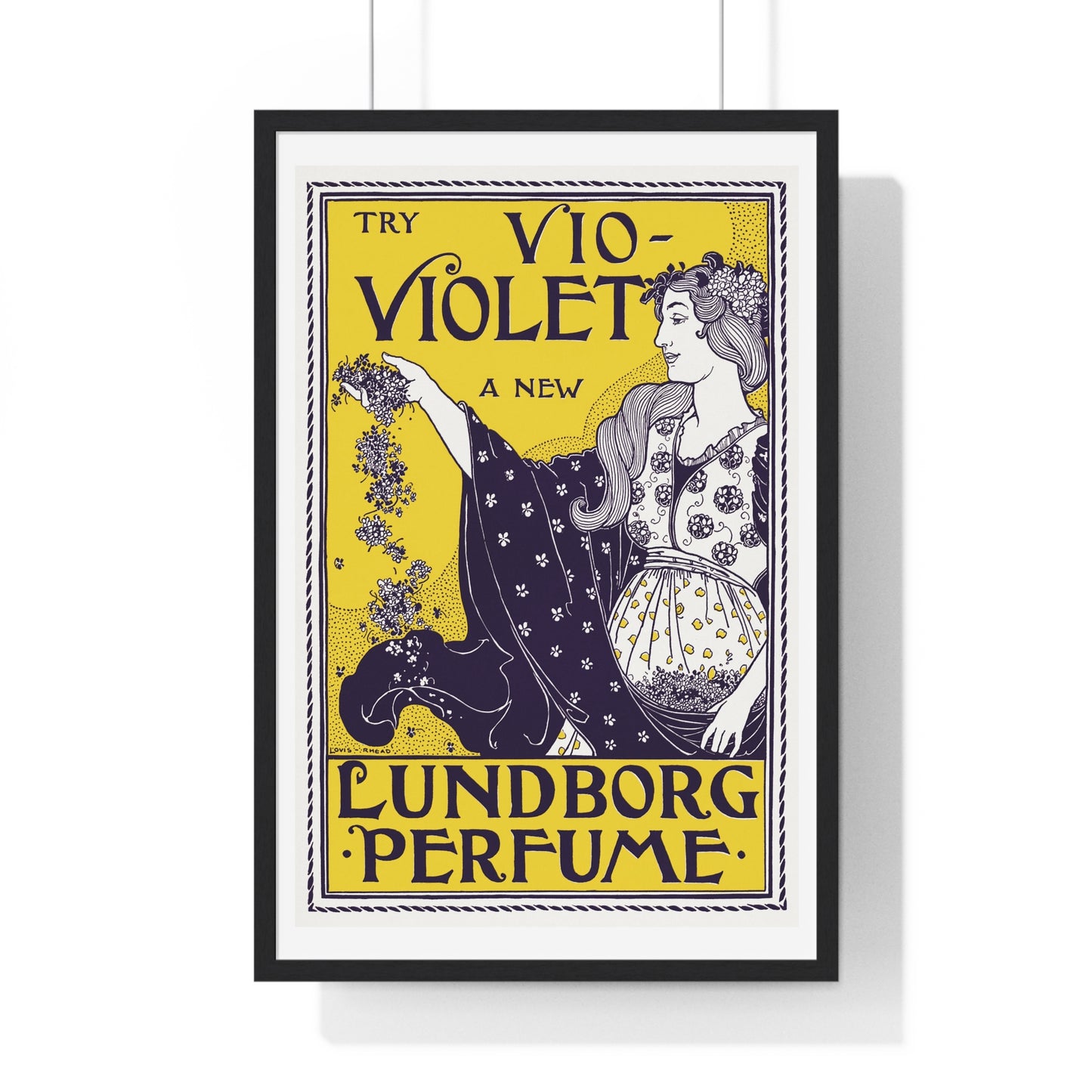 Try Vio-Violet a new Lundborg perfume (1890-1900) by Louis Rhead -  Framed Poster